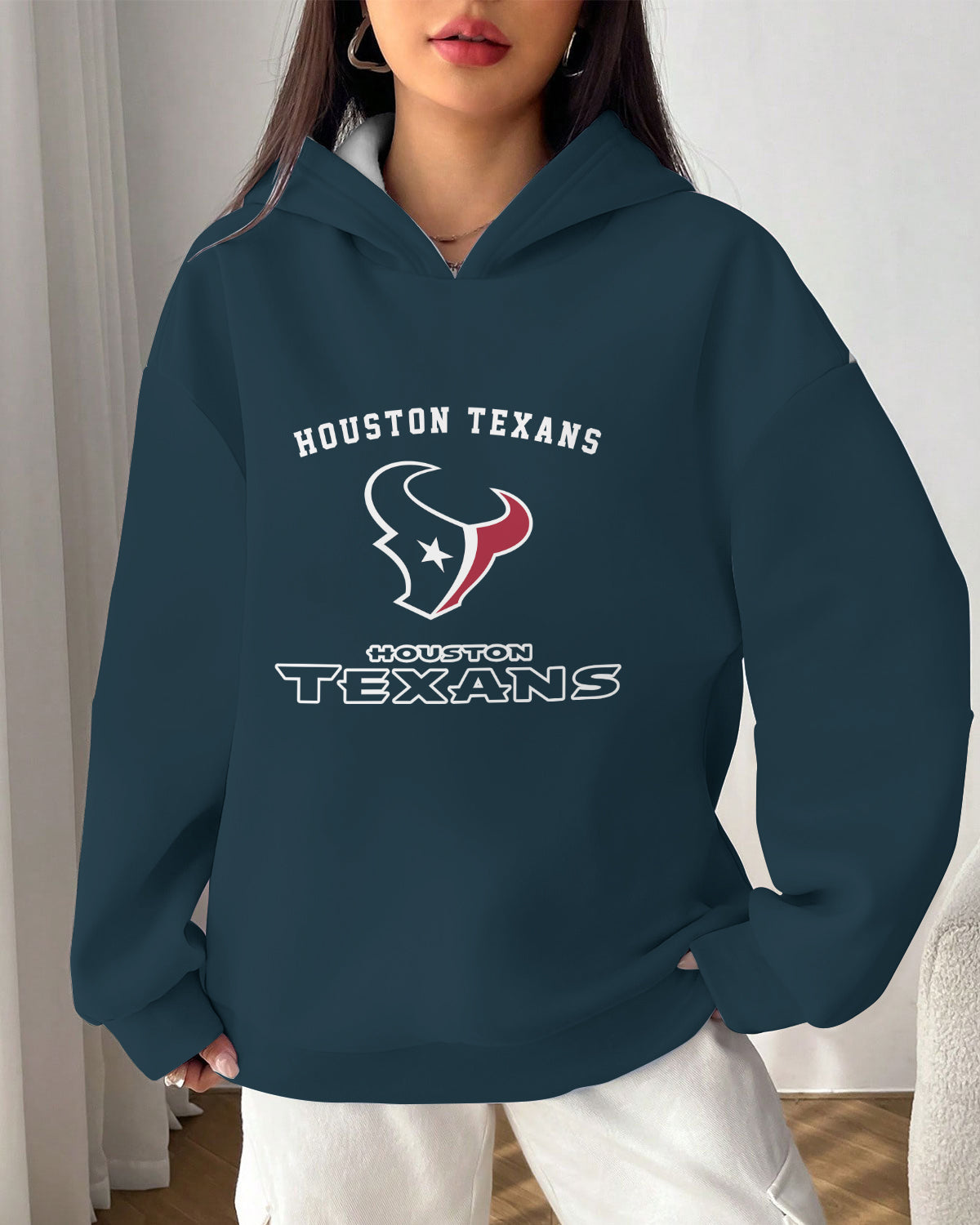 Houston Texans Printed Hooded Pocket Pullover Hoodie AZBTPH000084