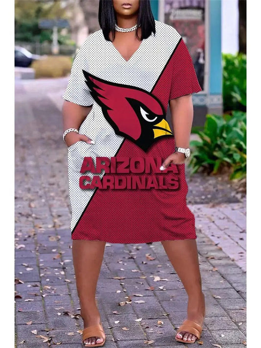 Arizona Cardinals V-neck Casual Pocket Dress Limited Edition AZBTVCPD000154