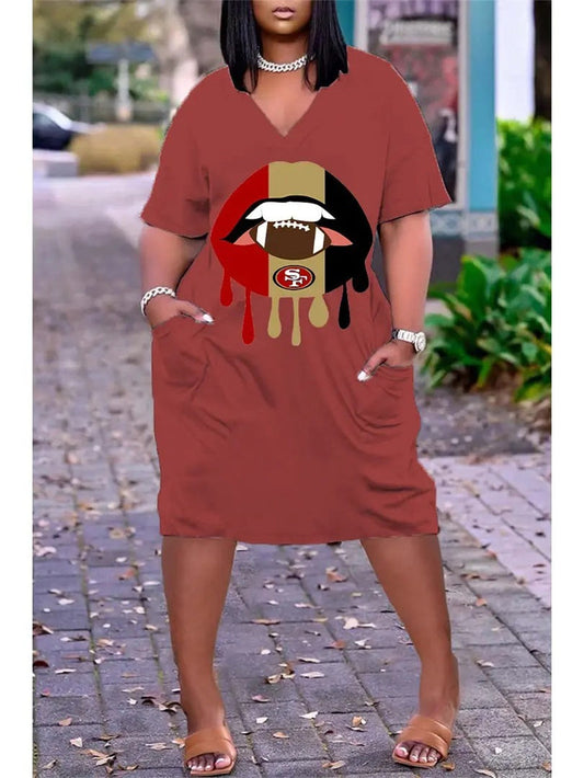 San Francisco 49ers V-neck Casual Pocket Dress Limited Edition AZBTVCPD000294