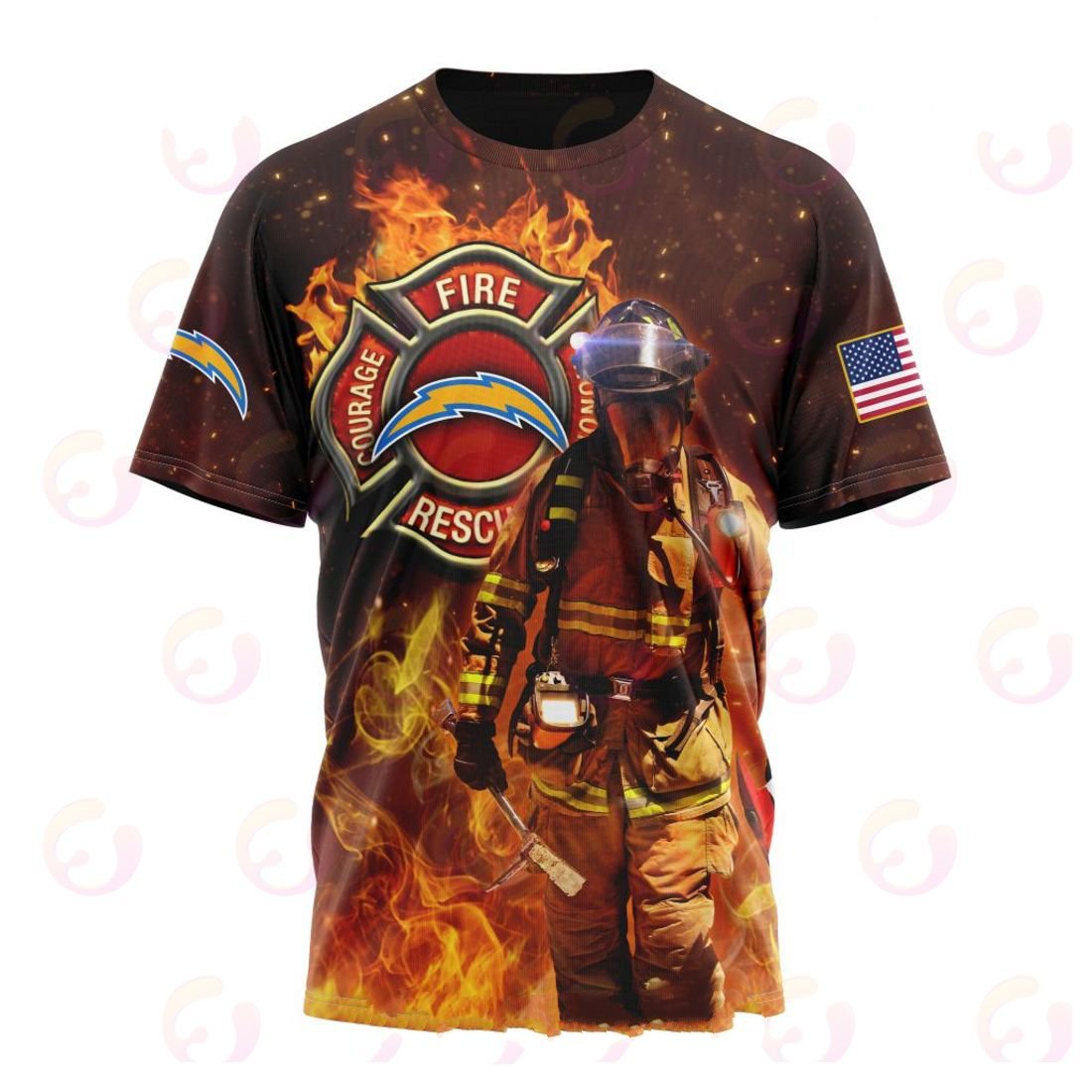 Los Angeles Chargers Honor Firefighters – First Responders All Over Printed T-shirt Sweatshirt Hoodie AZCHD841