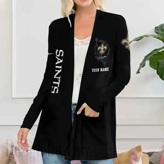 New Orleans Saints Women Patch Pocket Cardigan BT136