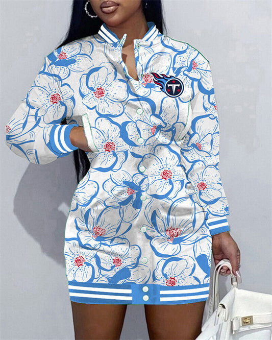 Tennessee Titans Women Button Down Jacket Dress AZBTBDJD000127