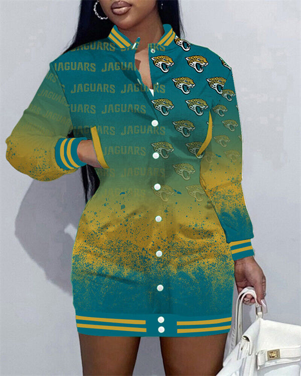 Jacksonville Jaguars Women Button Down Jacket Dress AZBTBDJD000254
