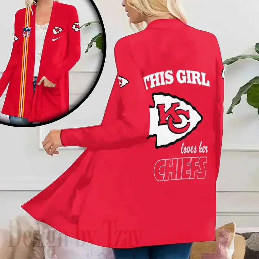 Kansas City Chiefs Women Patch Pocket Cardigan BT096