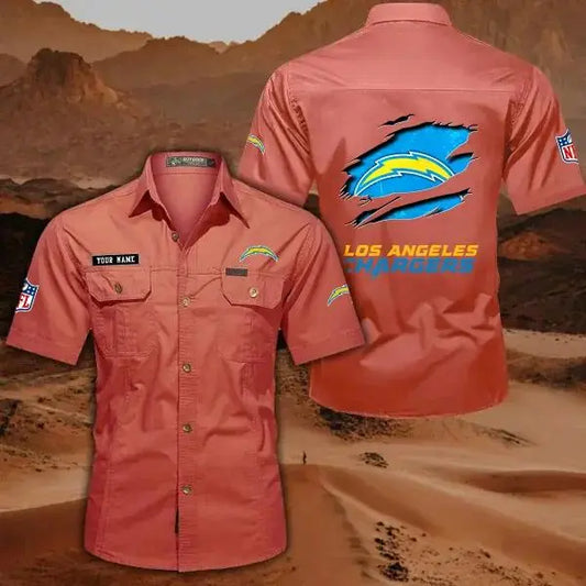Los Angeles Chargers Men’s Short Sleeve Cargo Shirts New 2025 AZBT2DCGS000018