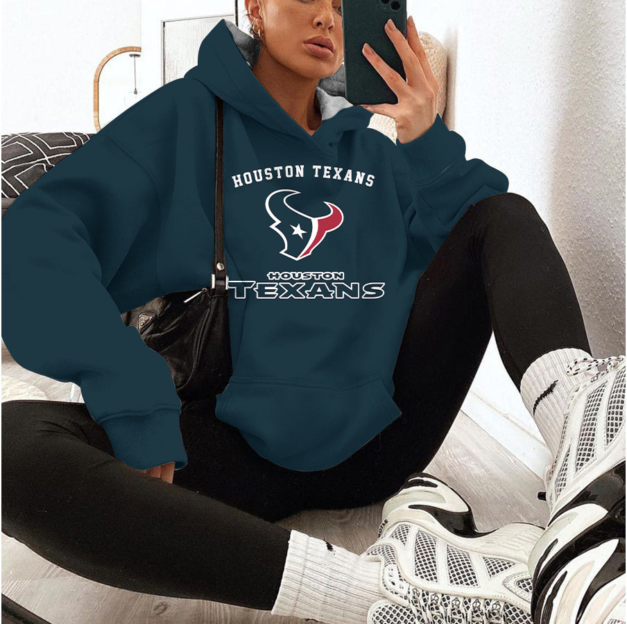 Houston Texans Printed Hooded Pocket Pullover Hoodie AZBTPH000084