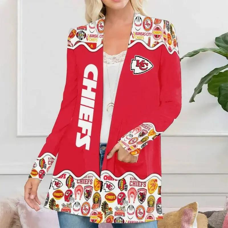 Kansas City Chiefs Women Patch Pocket Cardigan BT093