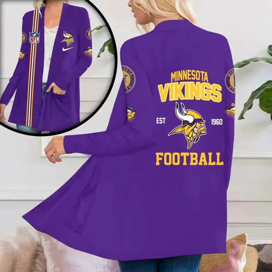 Minnesota Vikings Women Patch Pocket Cardigan BT121