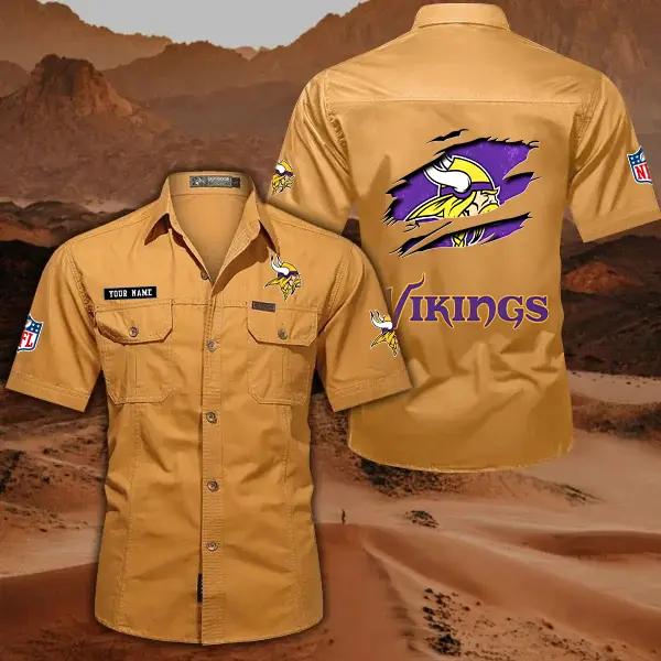 Minnesota Vikings Men’s Short Sleeve Cargo Shirts New 2025 AZBT2DCGS000021