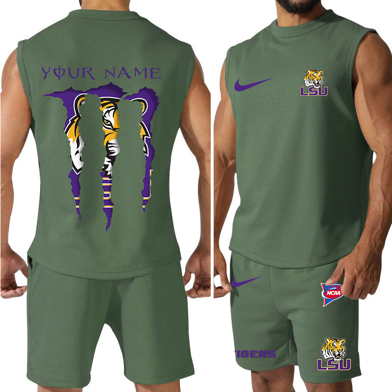 LSU Tigers Colorful Combo Men Jersey Tank Top and Shorts AZBTCMJTTS000048