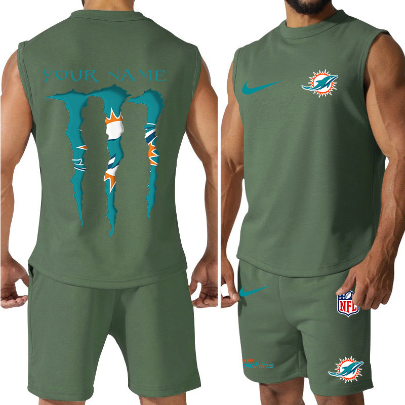 Miami Dolphins Colorful Combo Men Jersey Tank Top and Shorts AZBTCMJTTS000022