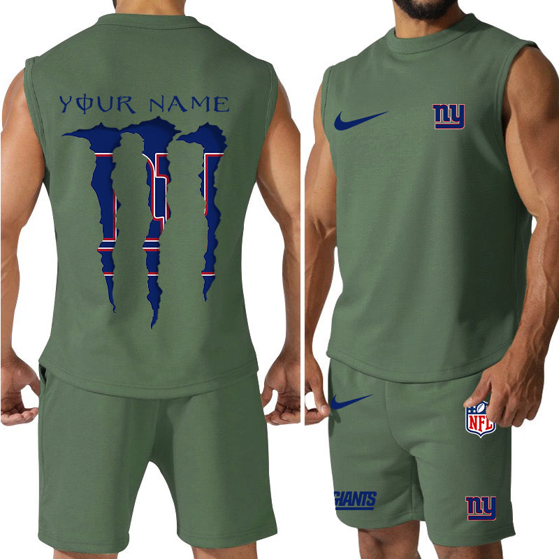 New York Giants Colorful Combo Men Jersey Tank Top and Shorts AZBTCMJTTS000026
