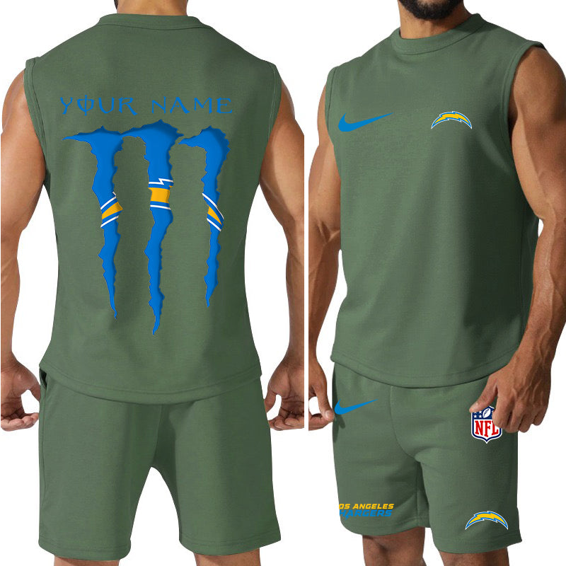Los Angeles Chargers Colorful Combo Men Jersey Tank Top and Shorts AZBTCMJTTS000032