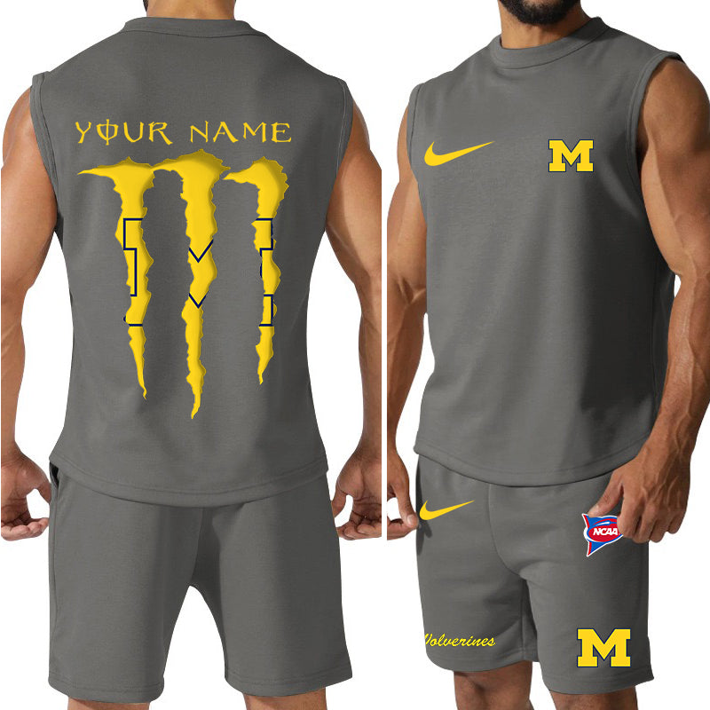 Michigan Wolverines Colorful Combo Men Jersey Tank Top and Shorts AZBTCMJTTS000065