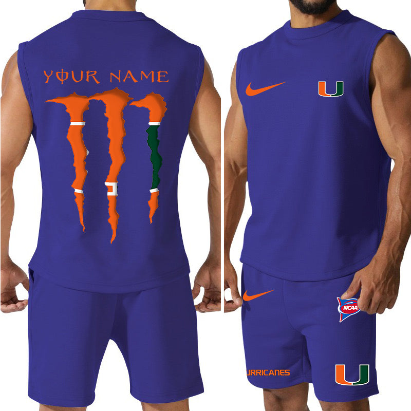 Miami Hurricanes Colorful Combo Men Jersey Tank Top and Shorts AZBTCMJTTS000035