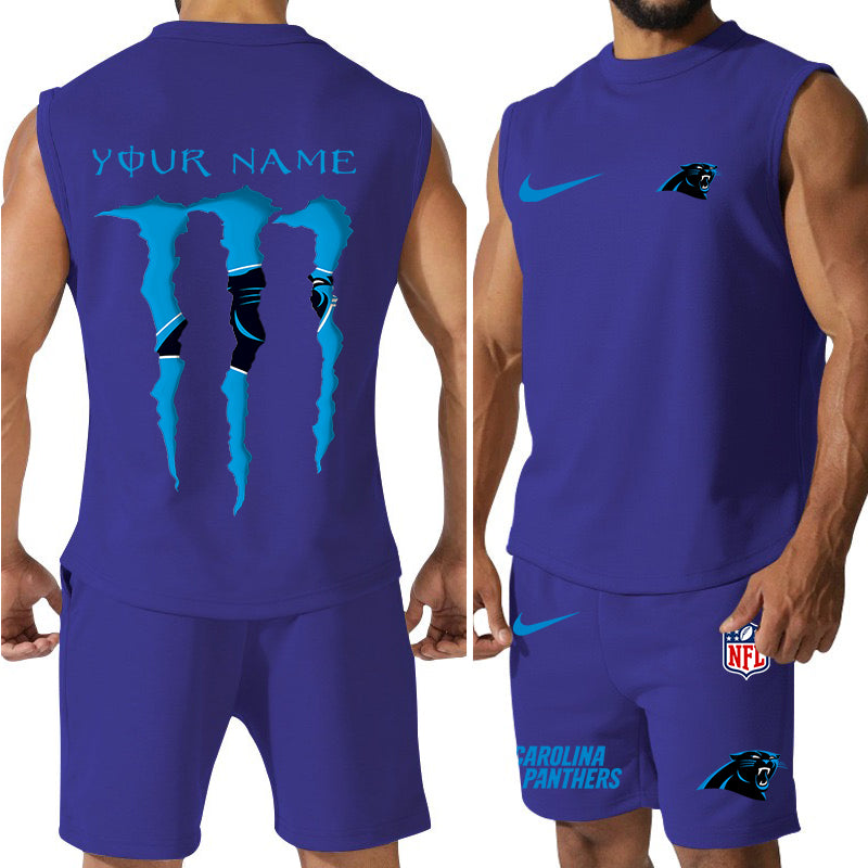 Carolina Panthers Colorful Combo Men Jersey Tank Top and Shorts AZBTCMJTTS000010