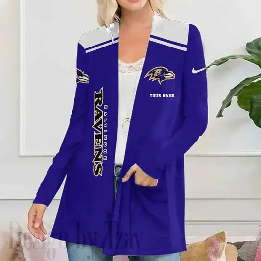 Baltimore Ravens Women Patch Pocket Cardigan BT017