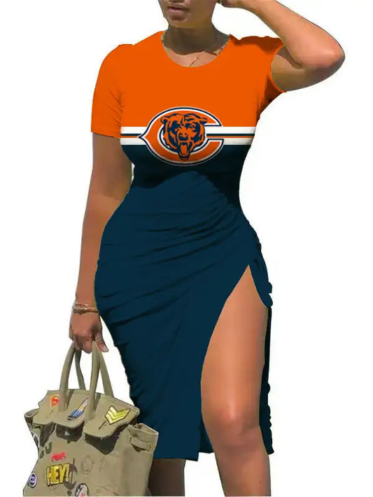 Chicago Bears Slit Bodycon Dress  AZBTSBD000067