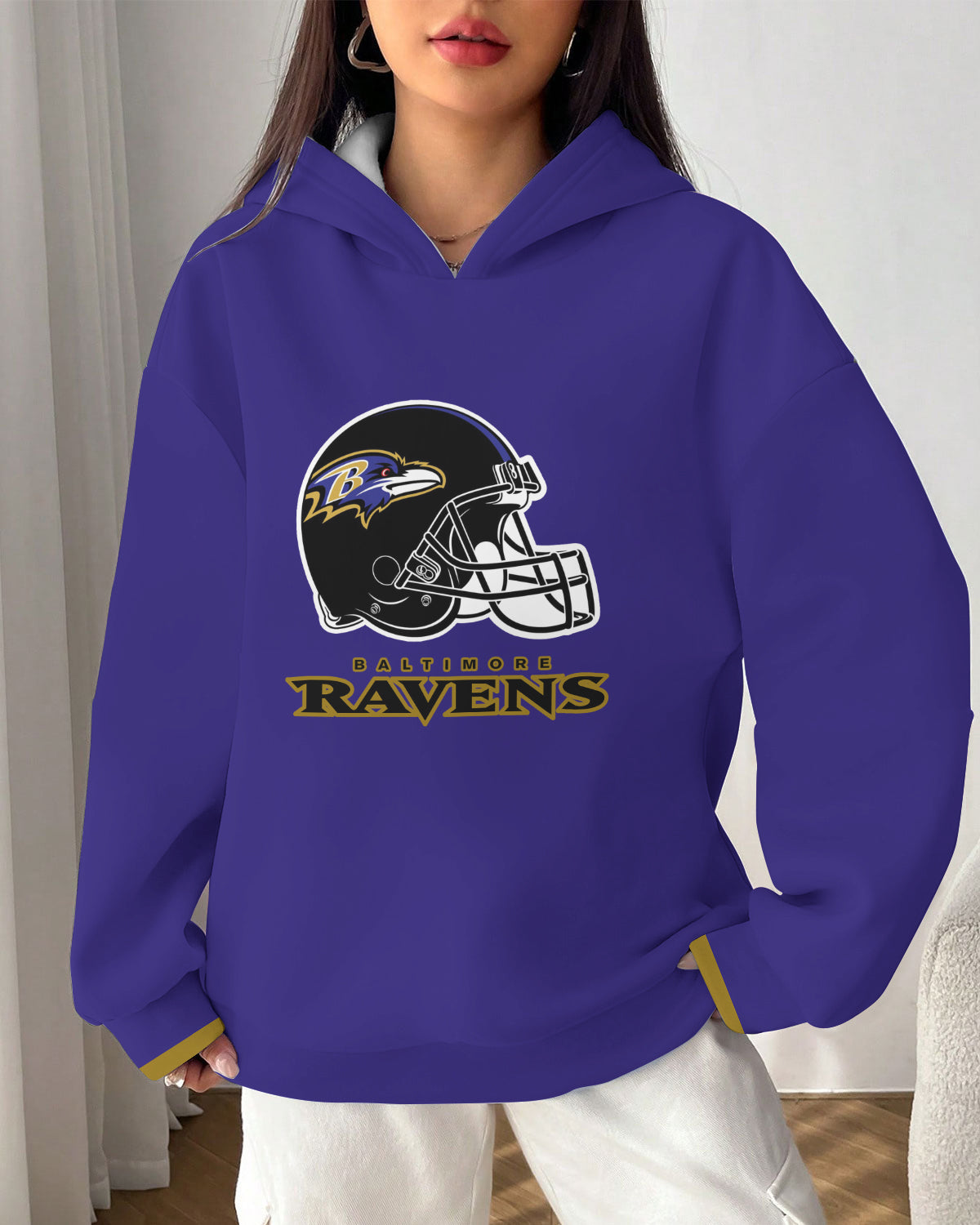 Baltimore Ravens Printed Hooded Pocket Pullover Hoodie AZBTPH000036