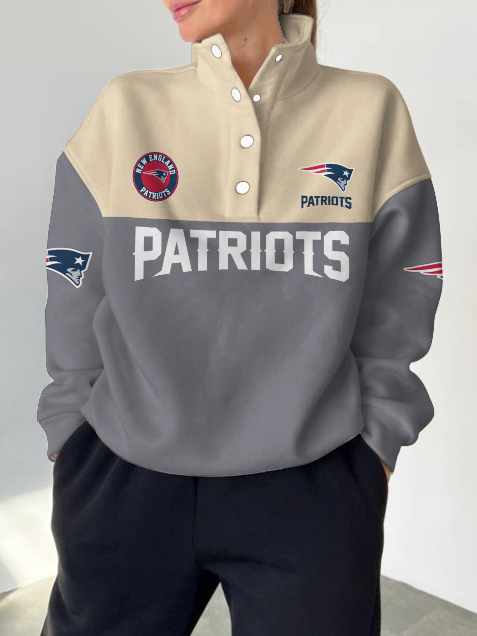 New England Patriots Casual Colorful Stand Collar Sweatshirt AZBTSCSW000572