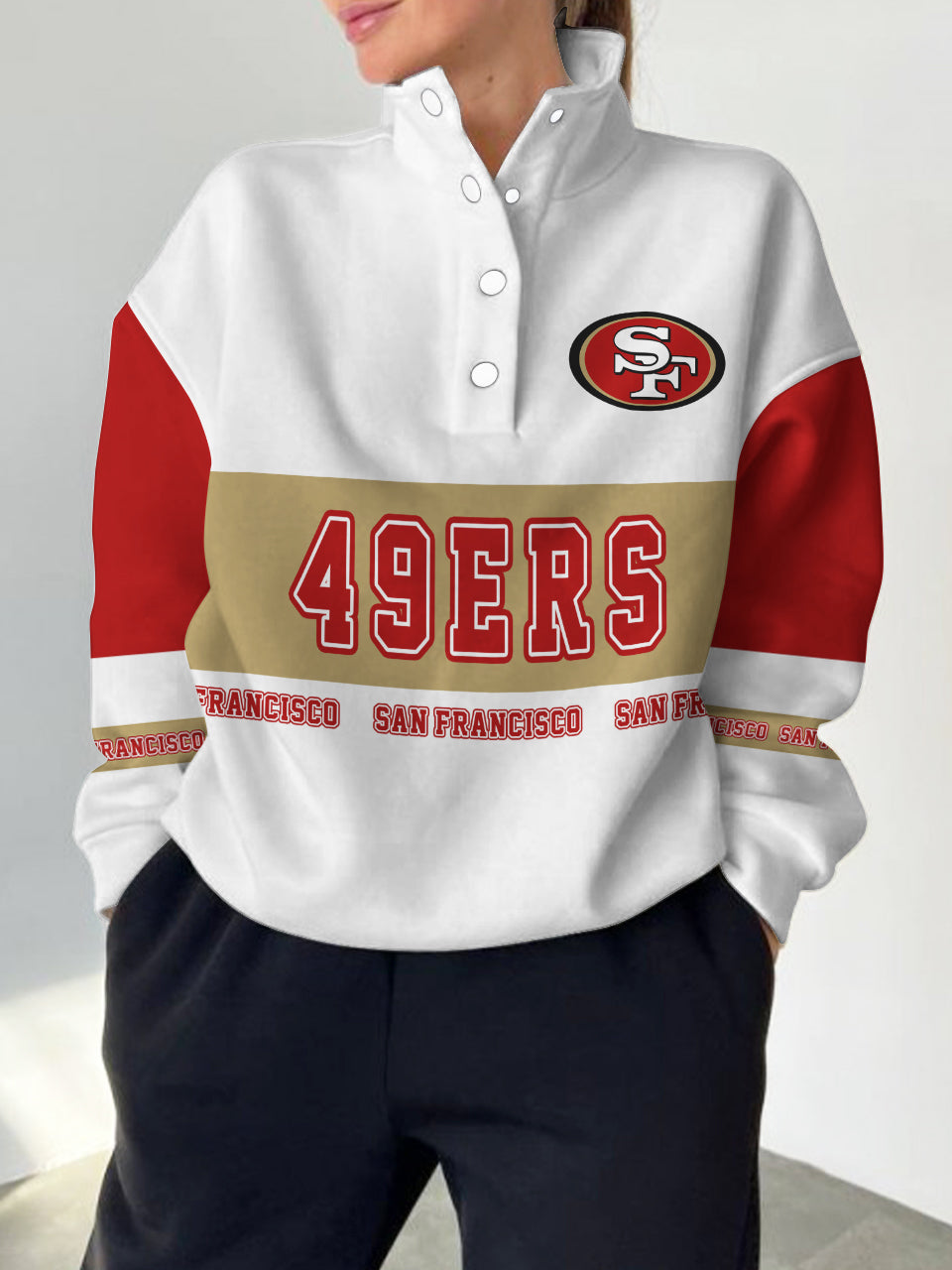 San Francisco 49ers Casual Colorful Stand Collar Sweatshirt AZBTSCSW000472
