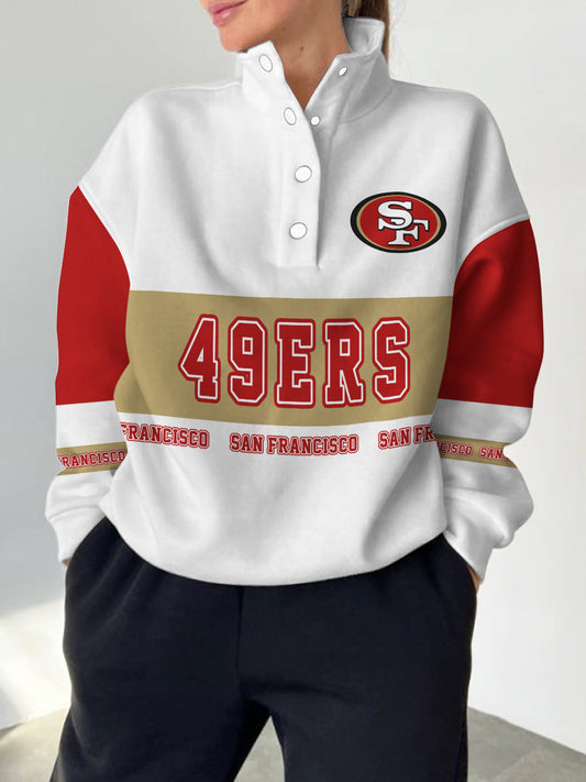 San Francisco 49ers Casual Colorful Stand Collar Sweatshirt AZBTSCSW000472