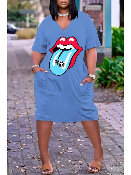 Tennessee Titans V-neck Casual Pocket Dress Limited Edition AZBTVCPD000392