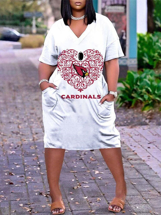 Arizona Cardinals V-neck Casual Pocket Dress Limited Edition AZBTVCPD000163