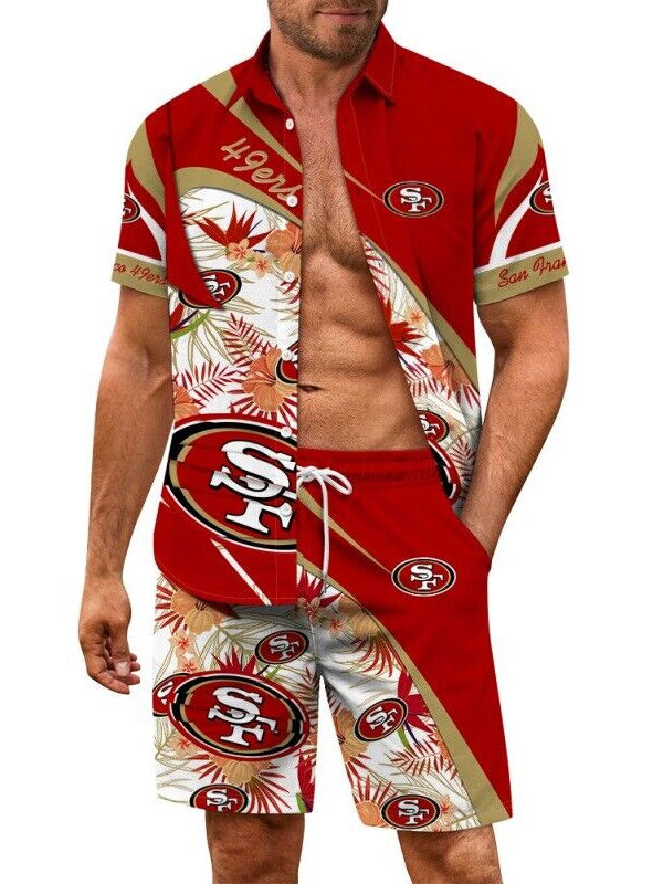 San Francisco 49ers Combo Hawaiian Shirt and Shorts AZBTHWSS000039