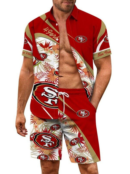 San Francisco 49ers Combo Hawaiian Shirt and Shorts AZBTHWSS000039