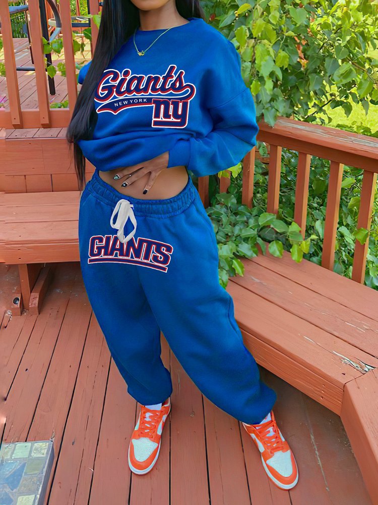 New York Giants Drop Shoulder Sweatshirt and Sweatpants AZBTDSS000011
