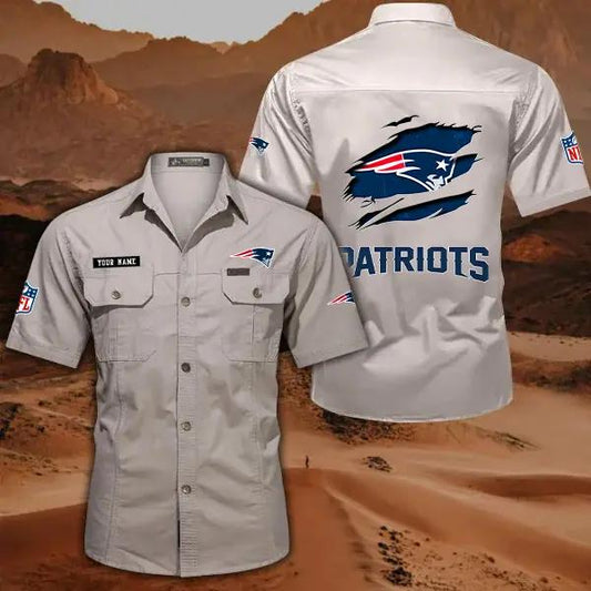 New England Patriots Men’s Short Sleeve Cargo Shirts New 2025 AZBT2DCGS000022