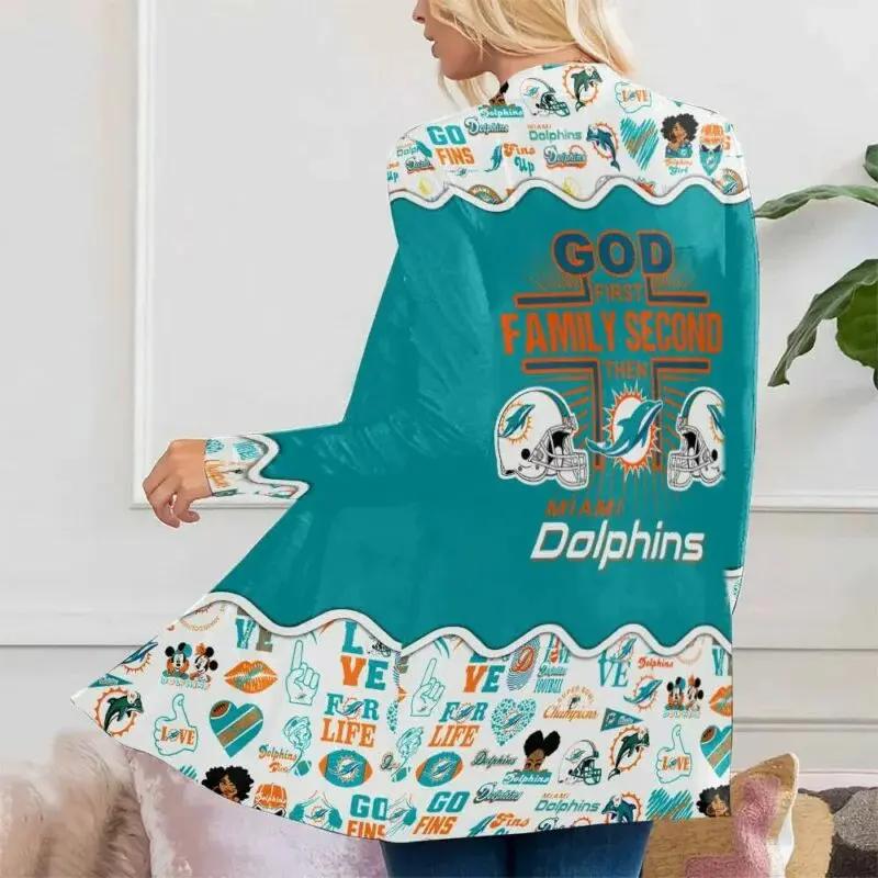 Miami Dolphins Women Patch Pocket Cardigan BT116