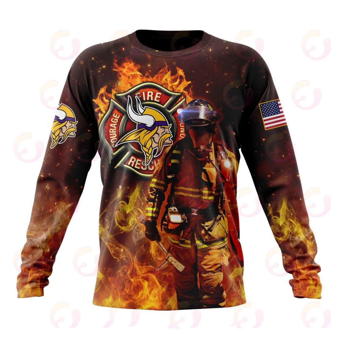 Minnesota Vikings Honor Firefighters – First Responders All Over Printed T-shirt Sweatshirt Hoodie AZCHD844