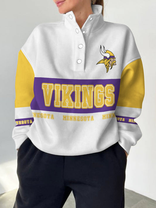 Minnesota Vikings Casual Colorful Stand Collar Sweatshirt AZBTSCSW000345
