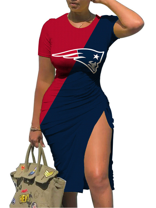 New England Patriots Slit Bodycon Dress  AZBTSBD000107