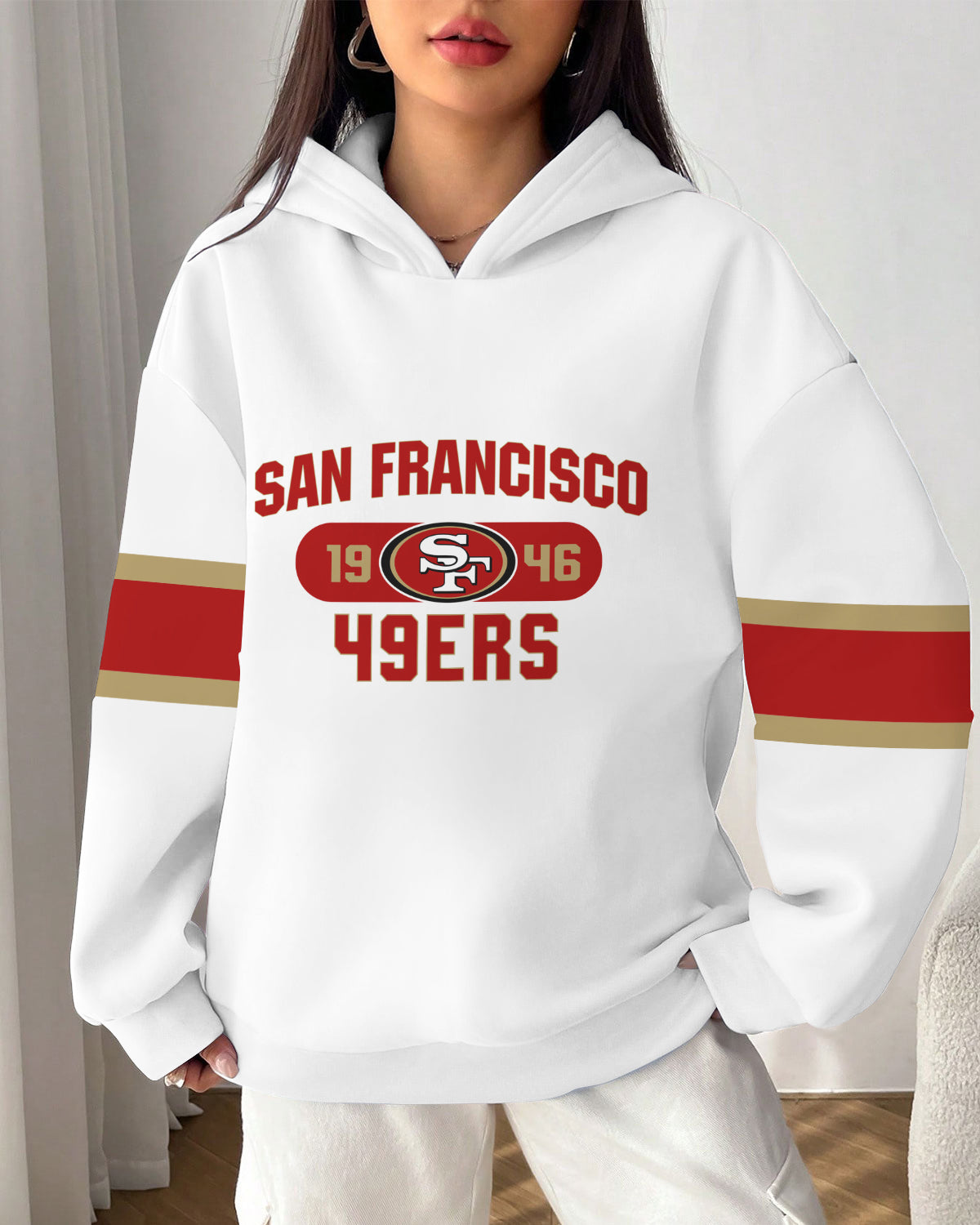 San Francisco 49ers Printed Hooded Pocket Pullover Hoodie AZBTPH000045