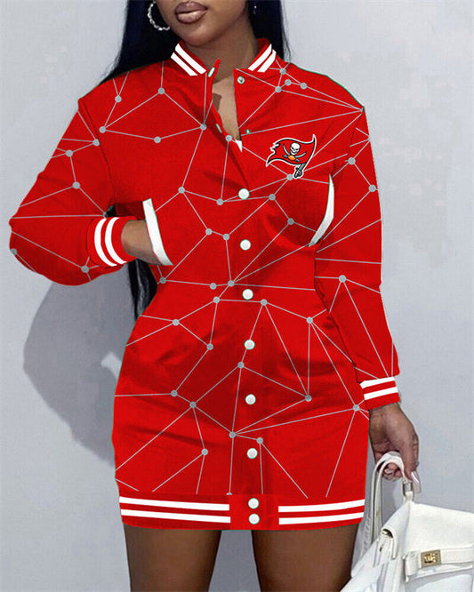 Tampa Bay Buccaneers Women Button Down Jacket Dress AZBTBDJD000197