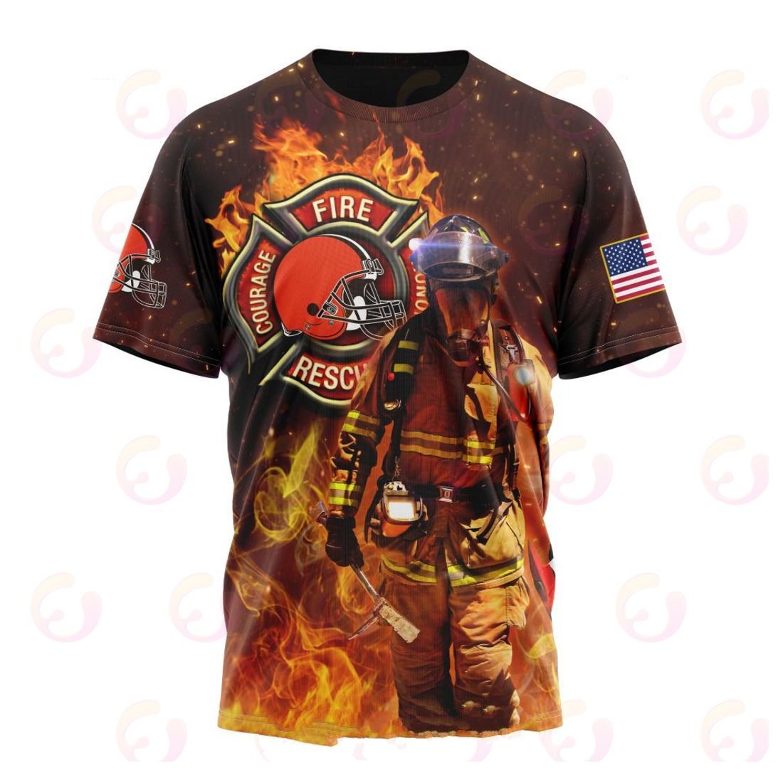 Cleveland Browns Honor Firefighters – First Responders All Over Printed T-shirt Sweatshirt Hoodie AZCHD831