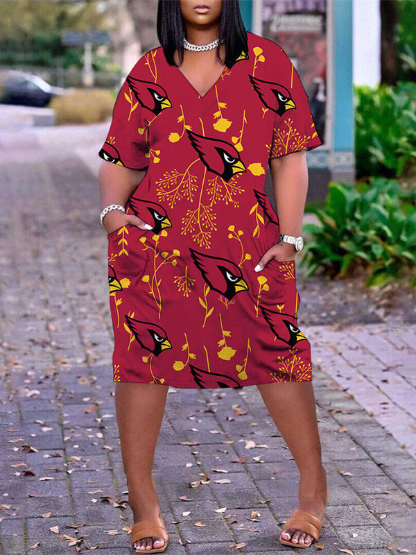 Arizona Cardinals V-neck Casual Pocket Dress Limited Edition AZBTVCPD000170