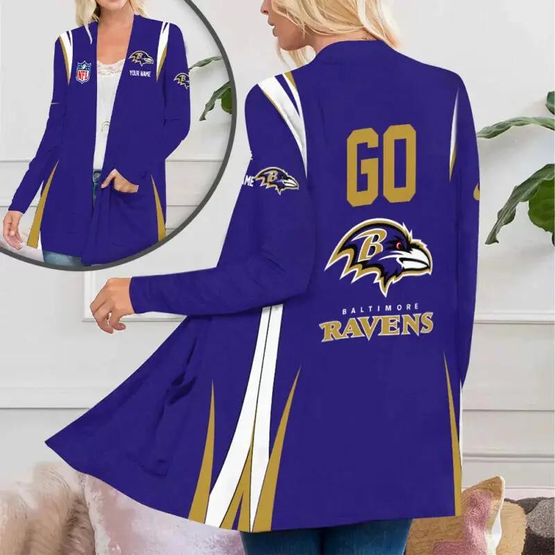 Baltimore Ravens Women Patch Pocket Cardigan BT012