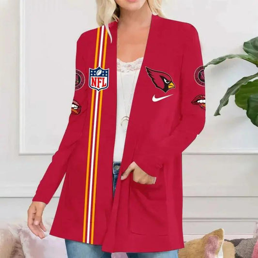 Arizona Cardinals Women Patch Pocket Cardigan BT001
