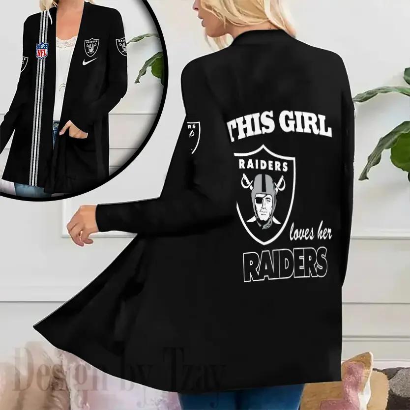 Las Vegas Raiders Women Patch Pocket Cardigan BT101