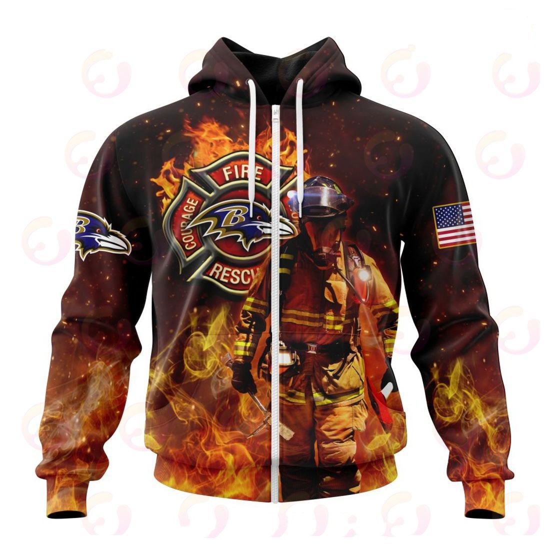 Baltimore Ravens Honor Firefighters – First Responders All Over Printed T-shirt Sweatshirt Hoodie AZCHD826