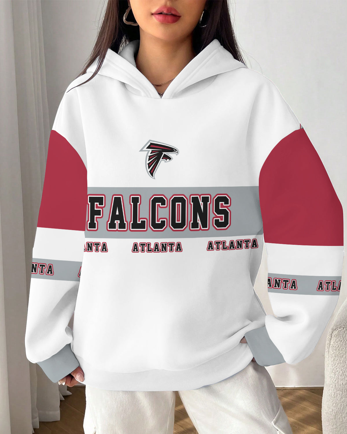 Atlanta Falcons Printed Hooded Pocket Pullover Hoodie AZBTPH000125