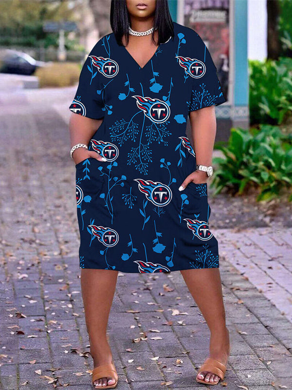 Tennessee Titans V-neck Casual Pocket Dress Limited Edition AZBTVCPD000404