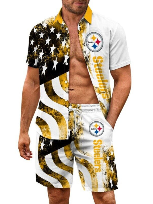 Pittsburgh Steelers Combo Hawaiian Shirt and Shorts AZBTHWSS000111
