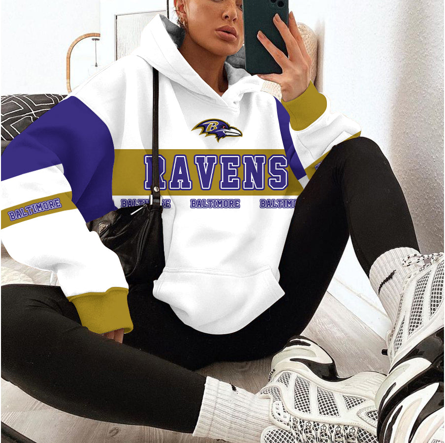 Baltimore Ravens Printed Hooded Pocket Pullover Hoodie AZBTPH000126