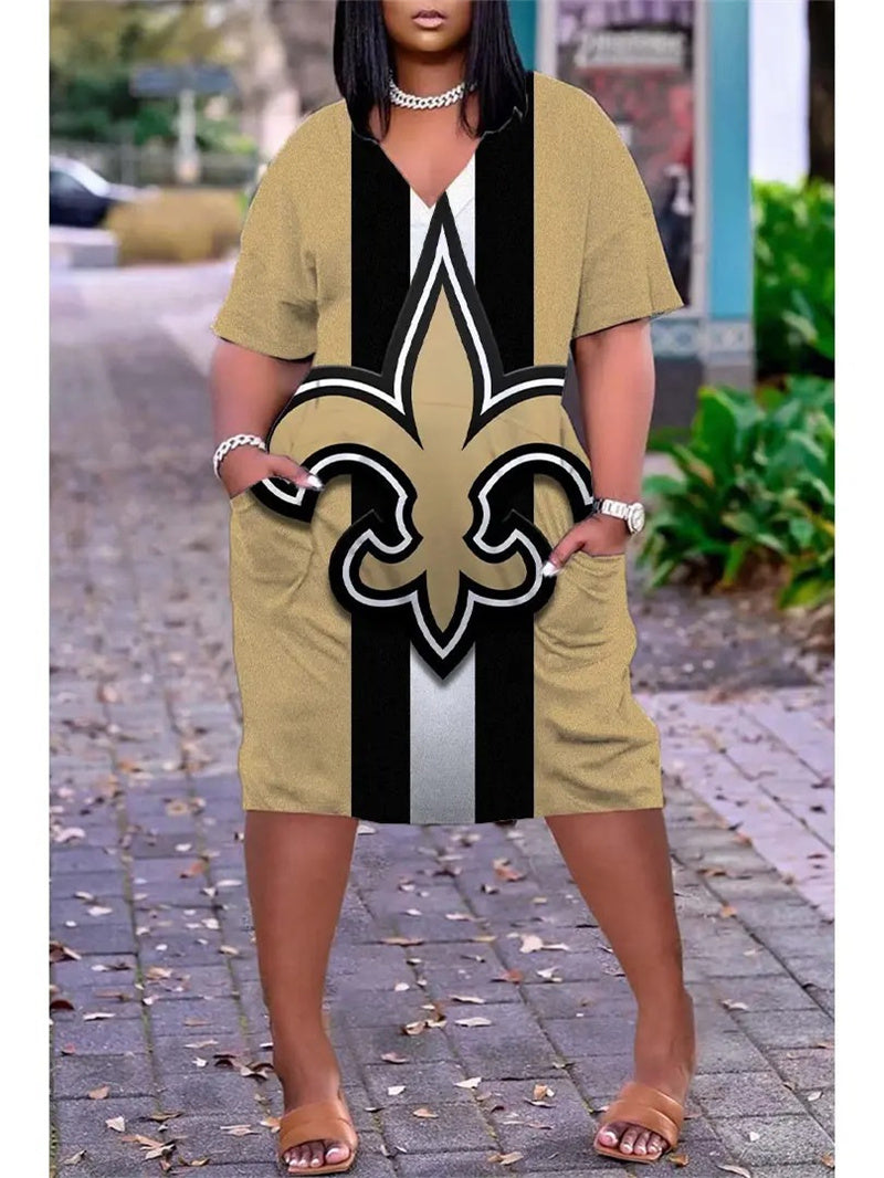 New Orleans Saints V-neck Casual Pocket Dress Limited Edition AZBTVCPD000061