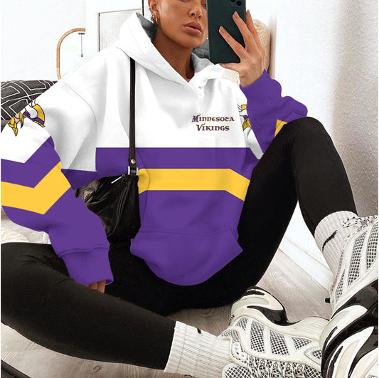 Minnesota Vikings Printed Hooded Pocket Pullover Hoodie AZBTPH000007